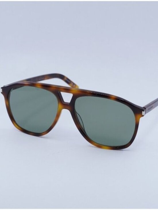 Saint Laurent SL596 DUNE 002 Sunglasses Havana Aviator Frame, Green Lenses main image 11